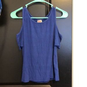 Blue cold shoulder top